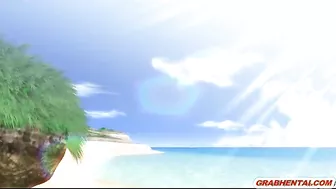 Swimsuit 3D anime hot fucking in the beach
