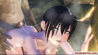 Swimsuit 3D anime hot fucking in the beach