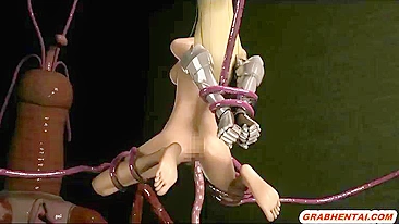 Tentacle Drilling - A Captive's Ass and Pussy 3D Animation
