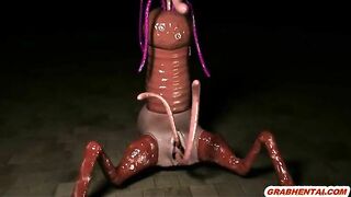 Tentacle Drilling and Squeezing in 3D Animation Porn