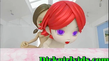 Shemale fucks and rides in horny hentai anime