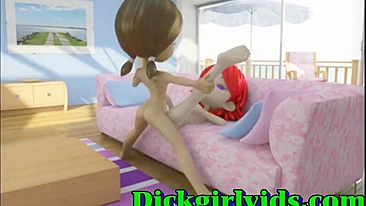 Shemale fucks and rides in horny hentai anime