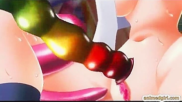 Tentacle Drilling of Big-Boobed Shemale Coed in 3D Animation Porn
