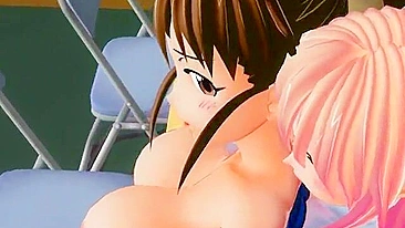 Busty Coed Gets Fucked by Shemale 3D Anime Porn