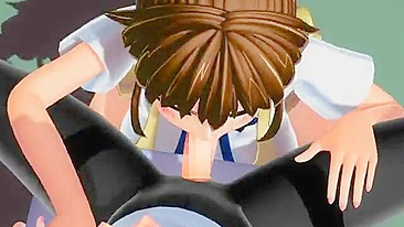 Busty Coed Gets Fucked by Shemale 3D Anime Porn