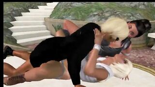 Threesome with Big Tits and Doggystyle in 3D Animation