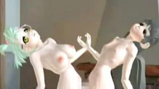 Strapon Fucking with Big Boobs and Squirting Cum in 3D Hentai