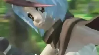 Strapon Fucking with Big Boobs and Squirting Cum in 3D Hentai