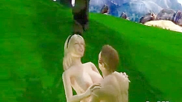 Big Boob Hentai Gets Licked and Fucked Outdoors