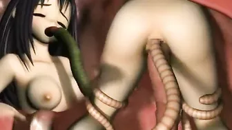 Cute Girl Gets Hard Fucked by Tentacles in 3D Animation.