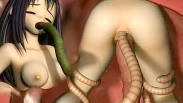 Cute Girl Gets Hard Fucked by Tentacles in 3D Animation.