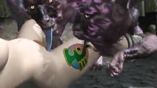 3D Anime Gangbang by Monsters in the Great Outdoors