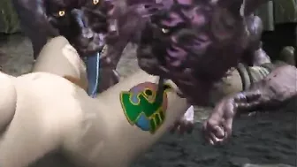 3D Anime Gangbang by Monsters in the Great Outdoors