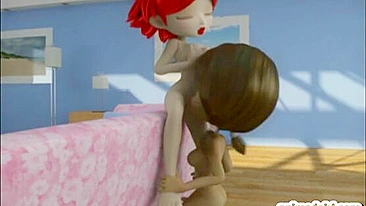 Shemale Ghetto Cutie Gets Hot 3D Fuck in Sofa