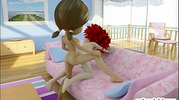 Shemale Ghetto Cutie Gets Hot 3D Fuck in Sofa