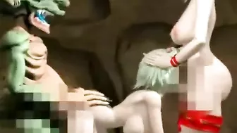 Busty Transexual Hentai Threesome Rides Dick and Gets Cumshot Facial