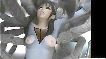 Anime Hentai Caught and Fucked by Spider Monsters