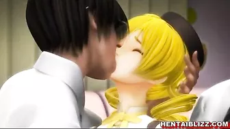 Two Guys Finger Chained Pussy, Suck Big Tits in 3D Hentai