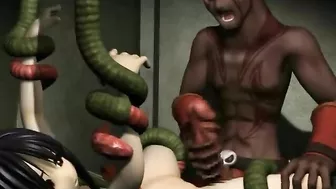 Tentacle Fucking of 3D Hentai Caught in a Tentacle Orgy