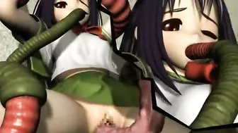 Tentacle Fucking of 3D Hentai Caught in a Tentacle Orgy