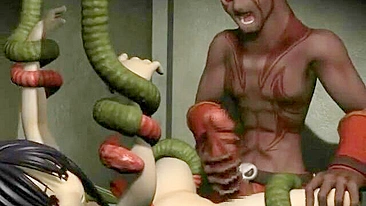 Tentacle Fucking of 3D Hentai Caught in a Tentacle Orgy