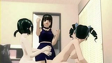 Mother Caught Lesbian Daughters with Strap-on in 3D Hentai Porn