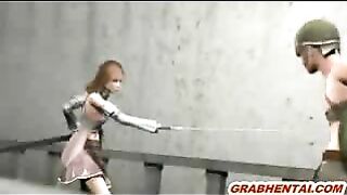 Swordswoman in 3D Hentai Gets Fingered While Chained and Rope Bound - See Her Pussy!