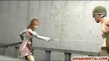 Swordswoman in 3D Hentai Gets Fingered While Chained and Rope Bound - See Her Pussy!