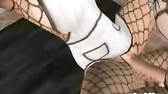 Shemale 3D Hentai with Big Tits Hard Drilled Pussy in the Kitchen