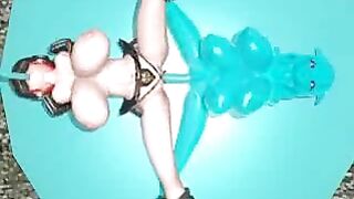 3d Hentai Shemale with Four Boobs Fucks Bondage Animated Girl