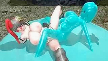 3d Hentai Shemale with Four Boobs Fucks Bondage Animated Girl