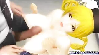 Self-Masturbation and Tittyfucking with Sexy 3D Hentai Anime