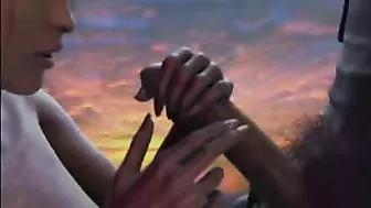 3D Hentai Girl Gets Hot Oral Sex from Big Cock Outdoors