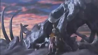 3D Hentai Girl Gets Hot Oral Sex from Big Cock Outdoors