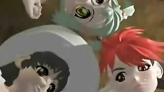 Double Penetration of Hentai Girl by Monster and Shemale Anime in 3D