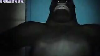 Monkey Trashes Hairy MILF's Dark Head, 3D movie