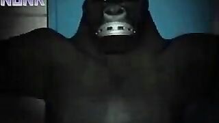 Monkey Trashes Hairy MILF's Dark Head, 3D movie