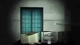 Monkey Trashes Hairy MILF's Dark Head, 3D movie