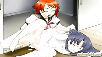 Two shemale 3d hentai coeds fucking