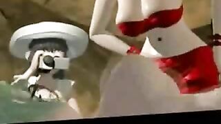 Monster Fucks Anime Girl in 3D and Her Friend Films it!