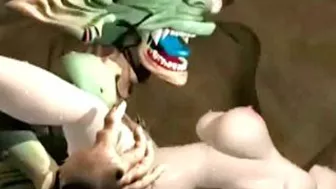 Monster Fucks Anime Girl in 3D and Her Friend Films it!