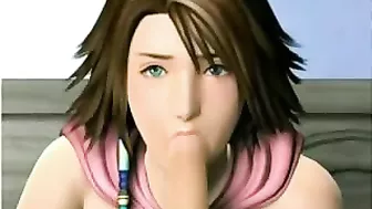 Final Fantasy Yuna Gets Blown, Fucked in Pussy and Ass with Cream Pie
