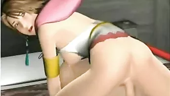 Final Fantasy Yuna Gets Blown, Fucked in Pussy and Ass with Cream Pie