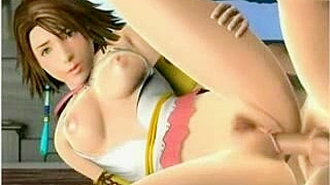 Final Fantasy Yuna Gets Blown, Fucked in Pussy and Ass with Cream Pie