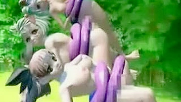 Monstrous Threesome in the Forest - 3D Hentai Fucking