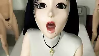 Busty Anime Nun Gets Fucked Hard by Bunch of Men
