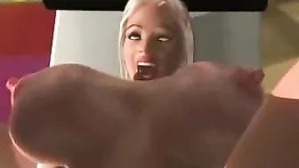 Busty Blonde Invites Anal and Pussy Play With Interracial Lover In the 3D porn