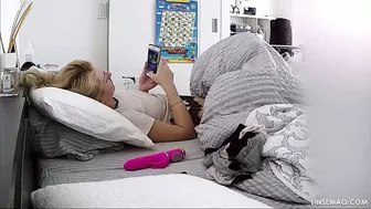 Spying how my horny wife needs see lesbian porn and "red rabbit" for masturbation