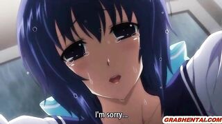 Coed Japanese hentai gets squeezed her breasts in this steamy scene