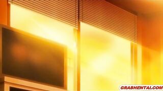 Coed Japanese hentai gets squeezed her breasts in this steamy scene